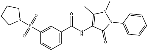 N-(1,5-dimethyl-3-oxo-2-phenyl-2,3-dihydro-1H-pyrazol-4-yl)-3-(1-pyrrolidinylsulfonyl)benzamide Struktur