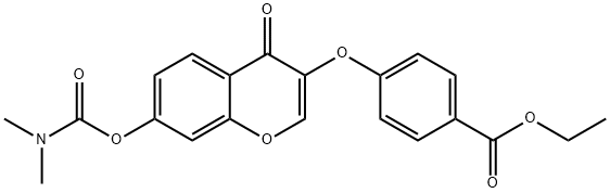 ethyl4-[(7-{[(dimethylamino)carbonyl]oxy}-4-oxo-4H-chromen-3-yl)oxy]benzoate Struktur