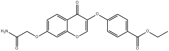 ethyl4-{[7-(2-amino-2-oxoethoxy)-4-oxo-4H-chromen-3-yl]oxy}benzoate Struktur