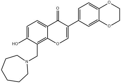 8-(1-azepanylmethyl)-3-(2,3-dihydro-1,4-benzodioxin-6-yl)-7-hydroxy-4H-chromen-4-one Struktur