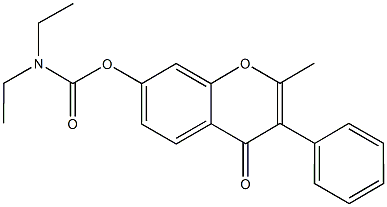 2-methyl-4-oxo-3-phenyl-4H-chromen-7-yl diethylcarbamate Struktur