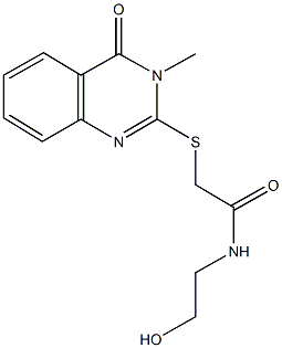 N-(2-hydroxyethyl)-2-[(3-methyl-4-oxo-3,4-dihydro-2-quinazolinyl)sulfanyl]acetamide Struktur