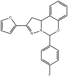 5-(4-fluorophenyl)-2-(2-furyl)-1,10b-dihydropyrazolo[1,5-c][1,3]benzoxazine Struktur