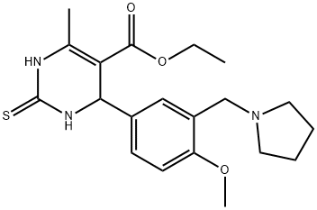 ethyl 4-[4-methoxy-3-(1-pyrrolidinylmethyl)phenyl]-6-methyl-2-thioxo-1,2,3,4-tetrahydro-5-pyrimidinecarboxylate Struktur