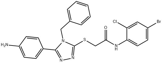 2-{[5-(4-aminophenyl)-4-benzyl-4H-1,2,4-triazol-3-yl]sulfanyl}-N-(4-bromo-2-chlorophenyl)acetamide Struktur