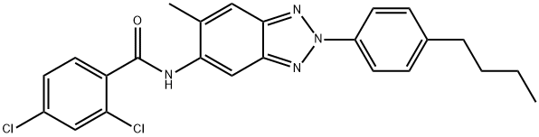 N-[2-(4-butylphenyl)-6-methyl-2H-1,2,3-benzotriazol-5-yl]-2,4-dichlorobenzamide Struktur