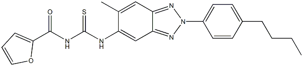 N-[2-(4-butylphenyl)-6-methyl-2H-1,2,3-benzotriazol-5-yl]-N'-(2-furoyl)thiourea Struktur