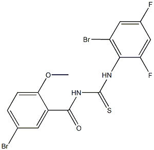 N-(2-bromo-4,6-difluorophenyl)-N'-(5-bromo-2-methoxybenzoyl)thiourea Struktur