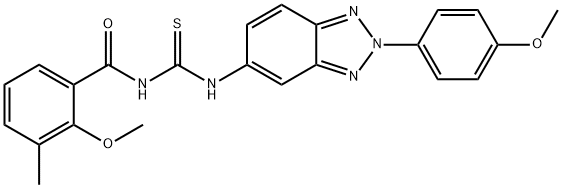 N-(2-methoxy-3-methylbenzoyl)-N'-[2-(4-methoxyphenyl)-2H-1,2,3-benzotriazol-5-yl]thiourea Struktur