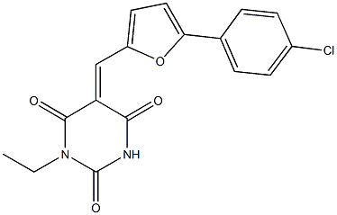 5-{[5-(4-chlorophenyl)-2-furyl]methylene}-1-ethyl-2,4,6(1H,3H,5H)-pyrimidinetrione Struktur