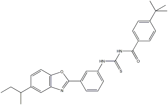 N-[3-(5-sec-butyl-1,3-benzoxazol-2-yl)phenyl]-N'-(4-tert-butylbenzoyl)thiourea Struktur