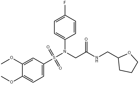 2-{[(3,4-dimethoxyphenyl)sulfonyl]-4-fluoroanilino}-N-(tetrahydro-2-furanylmethyl)acetamide Struktur