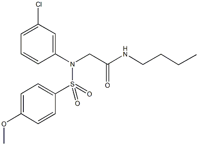 N-butyl-2-{3-chloro[(4-methoxyphenyl)sulfonyl]anilino}acetamide Struktur