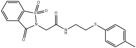 2-(1,1-dioxido-3-oxo-1,2-benzisothiazol-2(3H)-yl)-N-{2-[(4-methylphenyl)sulfanyl]ethyl}acetamide Struktur