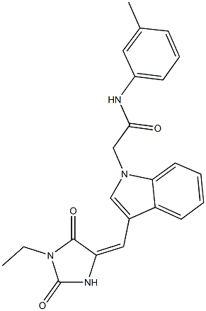 2-{3-[(1-ethyl-2,5-dioxo-4-imidazolidinylidene)methyl]-1H-indol-1-yl}-N-(3-methylphenyl)acetamide Struktur