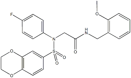 2-[(2,3-dihydro-1,4-benzodioxin-6-ylsulfonyl)-4-fluoroanilino]-N-(2-methoxybenzyl)acetamide Struktur