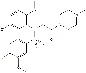 N-(2,5-dimethoxyphenyl)-3,4-dimethoxy-N-[2-(4-methyl-1-piperazinyl)-2-oxoethyl]benzenesulfonamide Struktur