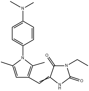 5-({1-[4-(dimethylamino)phenyl]-2,5-dimethyl-1H-pyrrol-3-yl}methylene)-3-ethyl-2,4-imidazolidinedione Struktur