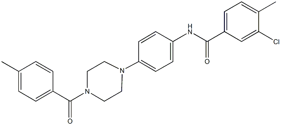 3-chloro-4-methyl-N-{4-[4-(4-methylbenzoyl)-1-piperazinyl]phenyl}benzamide Struktur