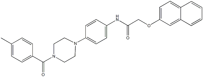 N-{4-[4-(4-methylbenzoyl)-1-piperazinyl]phenyl}-2-(2-naphthyloxy)acetamide Struktur