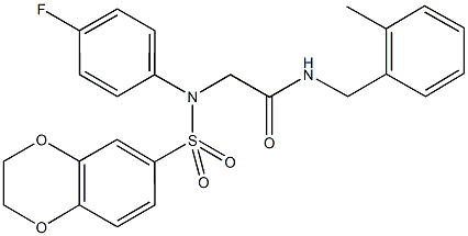 2-[(2,3-dihydro-1,4-benzodioxin-6-ylsulfonyl)-4-fluoroanilino]-N-(2-methylbenzyl)acetamide Struktur