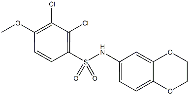 2,3-dichloro-N-(2,3-dihydro-1,4-benzodioxin-6-yl)-4-methoxybenzenesulfonamide Struktur