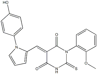 5-{[1-(4-hydroxyphenyl)-1H-pyrrol-2-yl]methylene}-1-(2-methoxyphenyl)-2-thioxodihydro-4,6(1H,5H)-pyrimidinedione Struktur