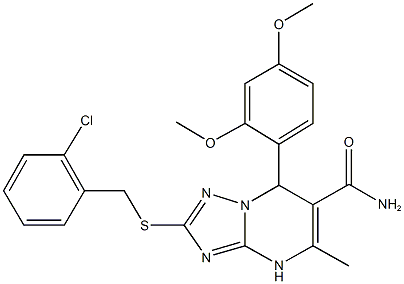 2-[(2-chlorobenzyl)sulfanyl]-7-(2,4-dimethoxyphenyl)-5-methyl-4,7-dihydro[1,2,4]triazolo[1,5-a]pyrimidine-6-carboxamide Struktur