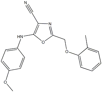 5-(4-methoxyanilino)-2-[(2-methylphenoxy)methyl]-1,3-oxazole-4-carbonitrile Struktur