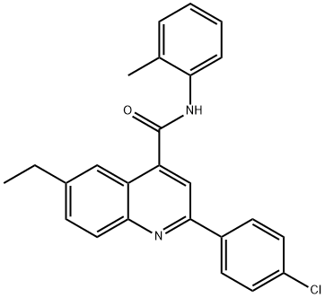 2-(4-chlorophenyl)-6-ethyl-N-(2-methylphenyl)-4-quinolinecarboxamide Struktur