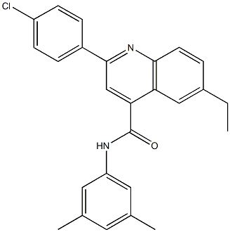 2-(4-chlorophenyl)-N-(3,5-dimethylphenyl)-6-ethyl-4-quinolinecarboxamide Struktur