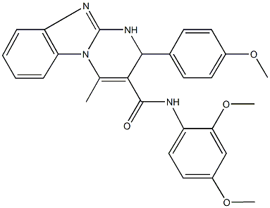 N-(2,4-dimethoxyphenyl)-2-(4-methoxyphenyl)-4-methyl-1,2-dihydropyrimido[1,2-a]benzimidazole-3-carboxamide Struktur