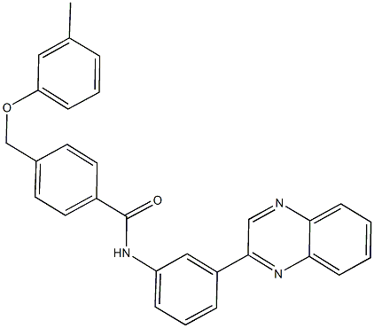 4-[(3-methylphenoxy)methyl]-N-[3-(2-quinoxalinyl)phenyl]benzamide Struktur