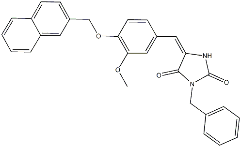 3-benzyl-5-[3-methoxy-4-(2-naphthylmethoxy)benzylidene]-2,4-imidazolidinedione Struktur