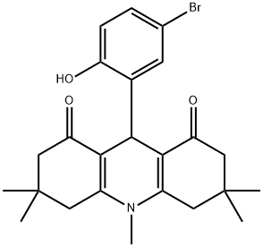 9-(5-bromo-2-hydroxyphenyl)-3,3,6,6,10-pentamethyl-3,4,6,7,9,10-hexahydro-1,8(2H,5H)-acridinedione Struktur