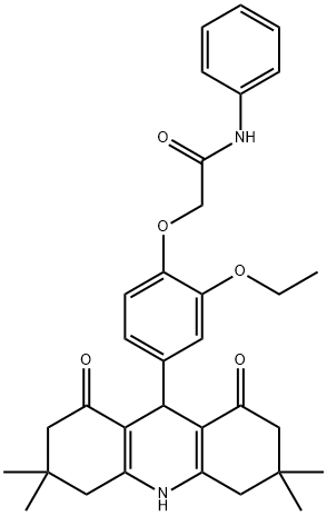 2-[2-ethoxy-4-(3,3,6,6-tetramethyl-1,8-dioxo-1,2,3,4,5,6,7,8,9,10-decahydro-9-acridinyl)phenoxy]-N-phenylacetamide Struktur