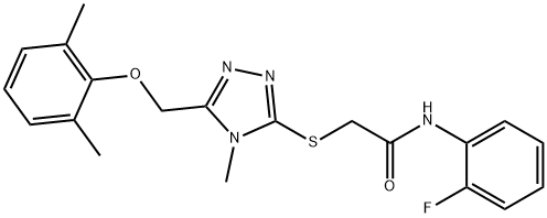 2-({5-[(2,6-dimethylphenoxy)methyl]-4-methyl-4H-1,2,4-triazol-3-yl}sulfanyl)-N-(2-fluorophenyl)acetamide Struktur