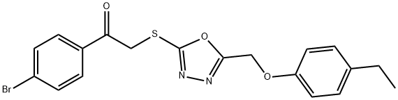 1-(4-bromophenyl)-2-({5-[(4-ethylphenoxy)methyl]-1,3,4-oxadiazol-2-yl}sulfanyl)ethanone Struktur