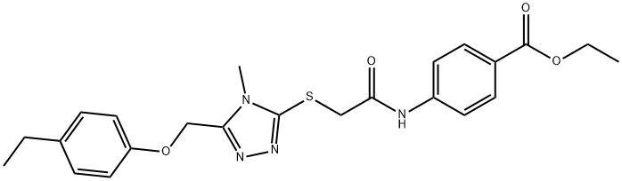 ethyl 4-{[({5-[(4-ethylphenoxy)methyl]-4-methyl-4H-1,2,4-triazol-3-yl}sulfanyl)acetyl]amino}benzoate Struktur