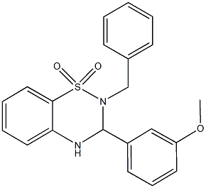 3-(2-benzyl-1,1-dioxido-3,4-dihydro-2H-1,2,4-benzothiadiazin-3-yl)phenyl methyl ether Struktur