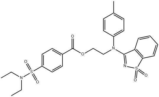 2-[(1,1-dioxido-1,2-benzisothiazol-3-yl)-4-methylanilino]ethyl 4-[(diethylamino)sulfonyl]benzoate Struktur