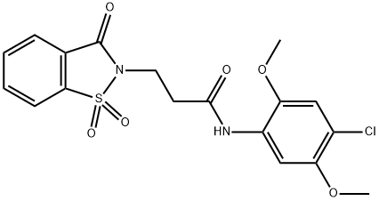 N-(4-chloro-2,5-dimethoxyphenyl)-3-(1,1-dioxido-3-oxo-1,2-benzisothiazol-2(3H)-yl)propanamide Struktur