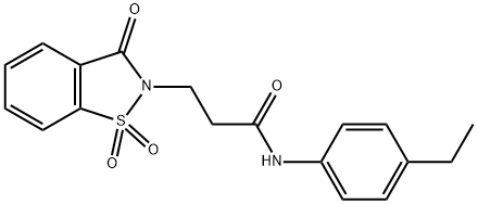 3-(1,1-dioxido-3-oxo-1,2-benzisothiazol-2(3H)-yl)-N-(4-ethylphenyl)propanamide Struktur