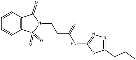 3-(1,1-dioxido-3-oxo-1,2-benzisothiazol-2(3H)-yl)-N-(5-propyl-1,3,4-thiadiazol-2-yl)propanamide Struktur