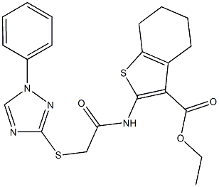 ethyl 2-({[(1-phenyl-1H-1,2,4-triazol-3-yl)sulfanyl]acetyl}amino)-4,5,6,7-tetrahydro-1-benzothiophene-3-carboxylate Struktur