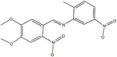 N-(4,5-dimethoxy-2-nitrobenzylidene)-2-methyl-5-nitroaniline Struktur