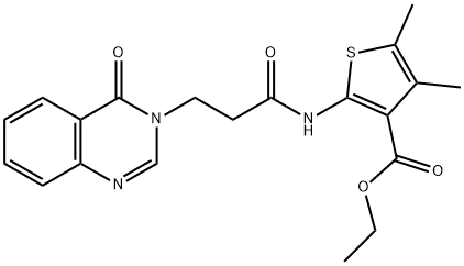 ethyl 4,5-dimethyl-2-{[3-(4-oxo-3(4H)-quinazolinyl)propanoyl]amino}-3-thiophenecarboxylate Struktur