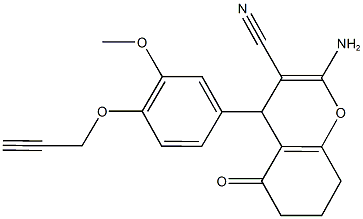 2-amino-4-[3-methoxy-4-(2-propynyloxy)phenyl]-5-oxo-5,6,7,8-tetrahydro-4H-chromene-3-carbonitrile Struktur