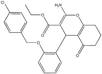 ethyl 2-amino-4-{2-[(4-chlorobenzyl)oxy]phenyl}-5-oxo-5,6,7,8-tetrahydro-4H-chromene-3-carboxylate Struktur