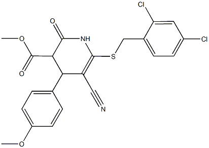 methyl 5-cyano-6-[(2,4-dichlorobenzyl)sulfanyl]-4-(4-methoxyphenyl)-2-oxo-1,2,3,4-tetrahydro-3-pyridinecarboxylate Struktur